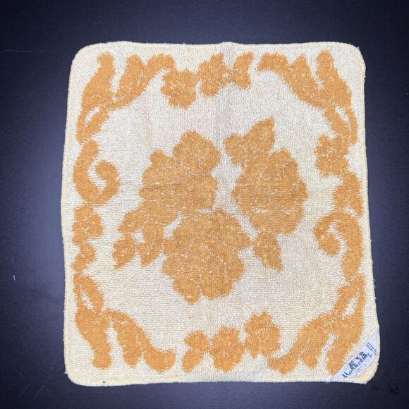 Cannon Monticello Vintage Orange Yellow Floral Towel And Two Wash Cloth Set - Picture 5 of 9